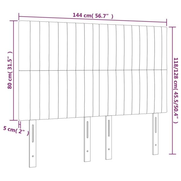 vidaXL Sänggavel 4 st gräddvit 72x5x78/88 cm tyg Kräm