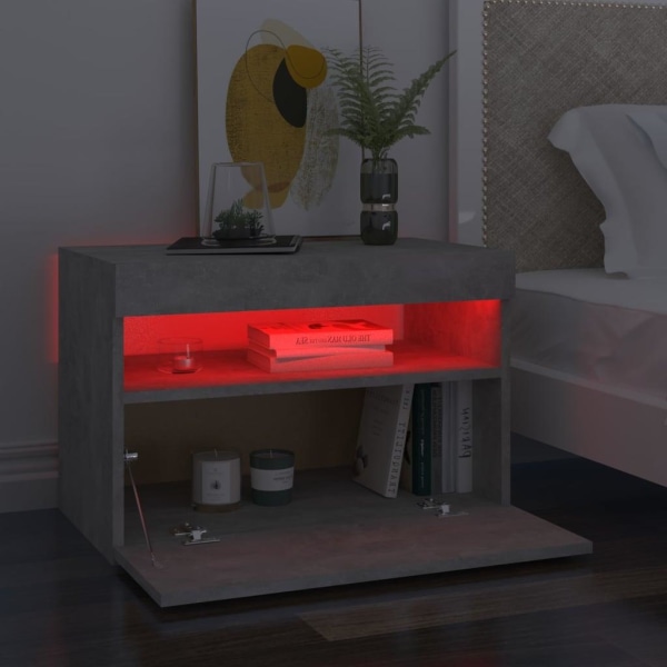 vidaXL Sängbord med LED-belysning 2 st betonggrå 60x35x40 cm grå