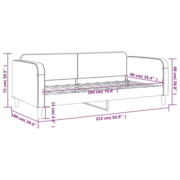 vidaXL Dagbädd ljusgrå 90x190 cm tyg Grå