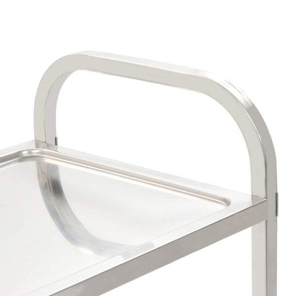 vidaXL Serveringsvagn 2 våningar 95x45x83,5 cm rostfritt stål Silver