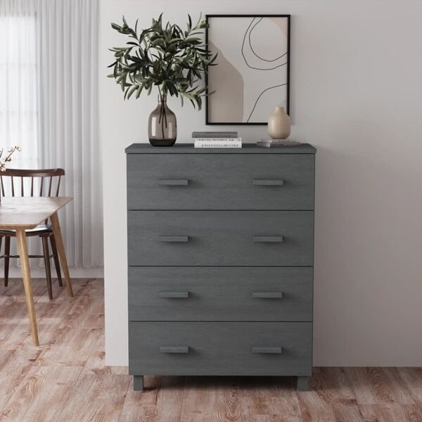 vidaXL Byrå HAMAR mörkgrå 79x40x103,5 cm massiv furu grå