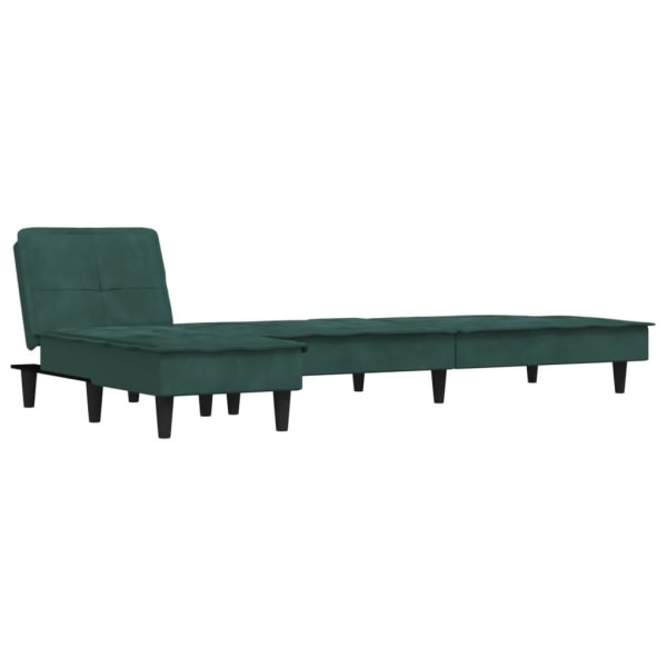 vidaXL L-formad bäddsoffa mörkgrön 255x140x70 cm sammet Grön