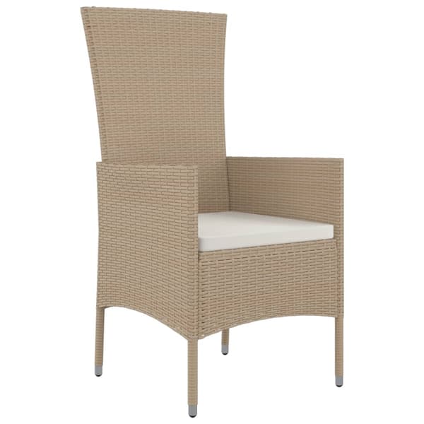 vidaXL Trädgårdsstolar med dynor 2 st konstrotting beige Beige