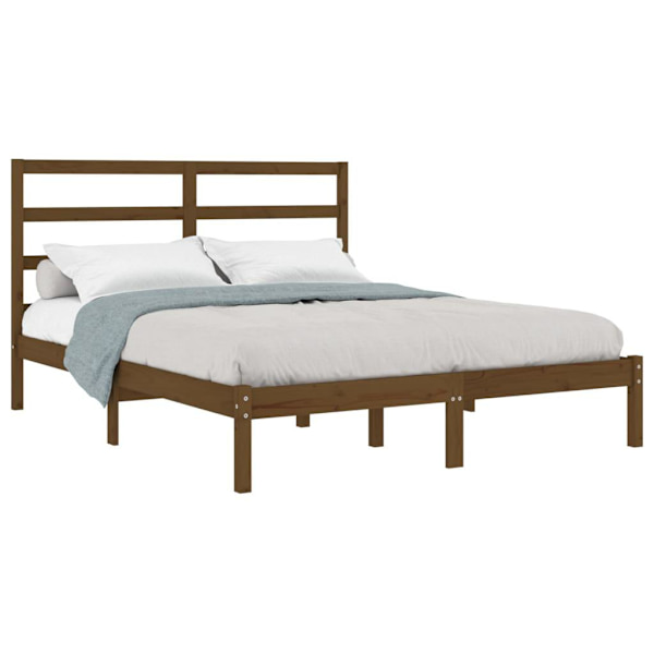 vidaXL Sängram honungsbrun massiv furu 120x200 cm enkelsäng Brun