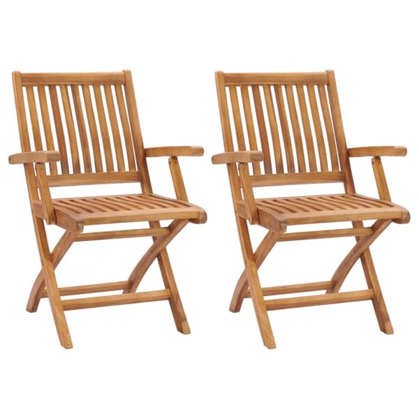 vidaXL Hopfällbara trädgårdsstolar 2 st massiv teak multifärg