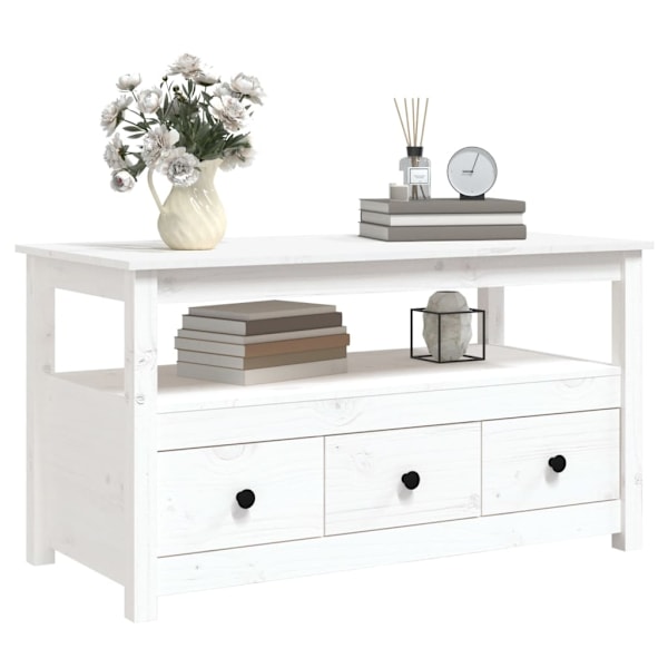 vidaXL Soffbord vit 102x49x55 cm massiv furu Vit