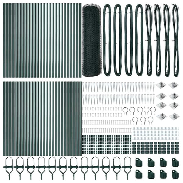 vidaXL Utomhus hexagonal stängsel med stolpe 100 x 0,6 m Grön Mesh Grön