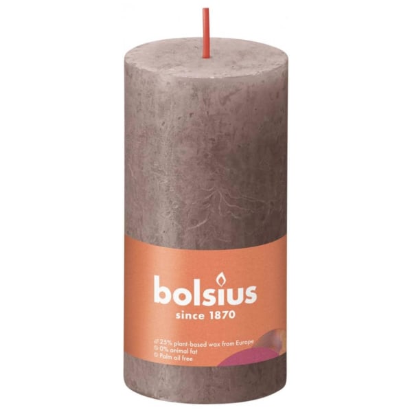 Bolsius Rustika blockljus Shine 8-pack 100x50 mm taupe Taupe