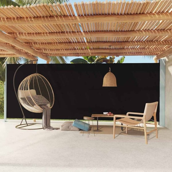 vidaXL Infällbar sidomarkis 200x600 cm svart Svart
