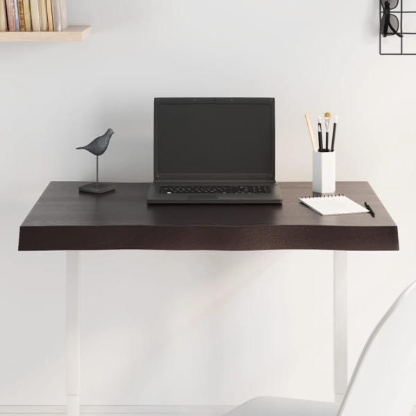 vidaXL Bordsskiva mörkbrun 80x50x2 cm massiv ek levande kant Brun