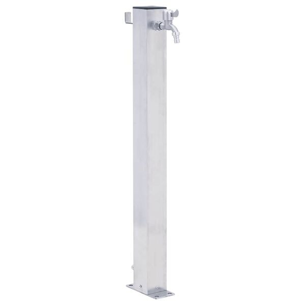 vidaXL Vattenpost 100 cm rostfritt stål fyrkantig Silver
