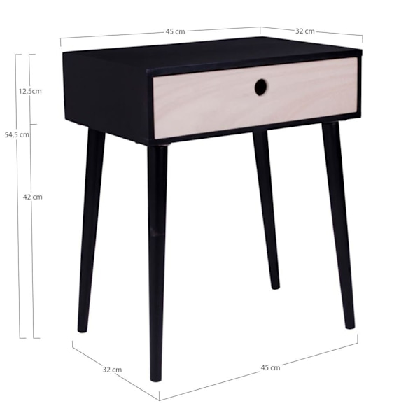 House Nordic Sängbord Annemie svart och naturfärgat Flerfärgsdesign