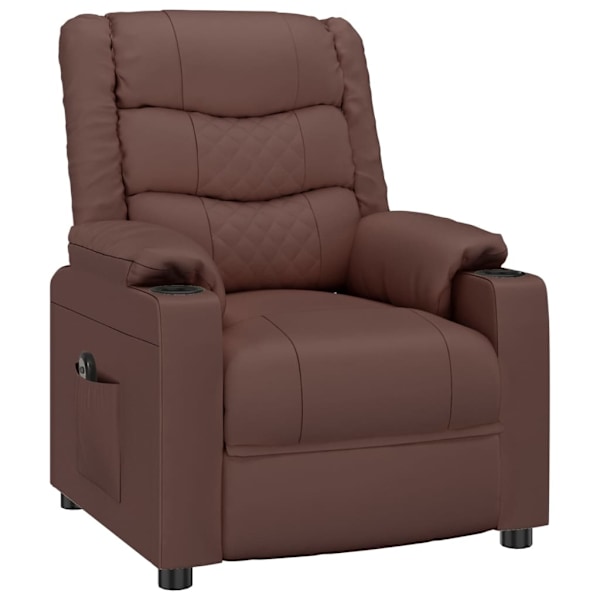 vidaXL Elektronisk reclinerfåtölj brun konstläder Brun