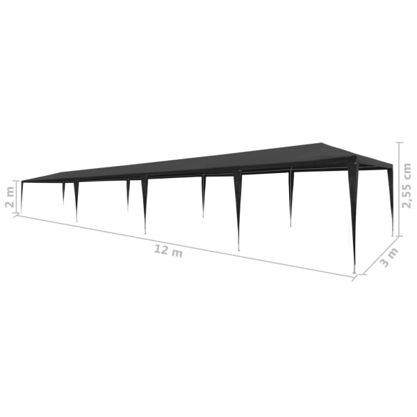 vidaXL Partytält PE 3x12 m antracit Antracit