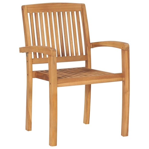 vidaXL Stapelbara trädgårdsstolar med dynor 4 st massiv teak Beige