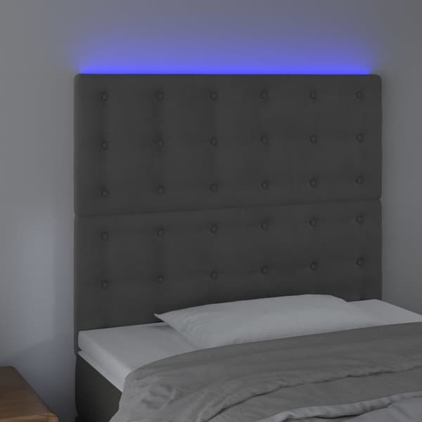 vidaXL Sänggavel LED mörkgrå 80x5x118/128 cm sammet Grå