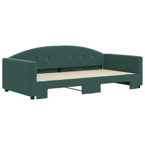 vidaXL Dagbädd utdragbar mörkgrön 100x200 cm sammet Grön