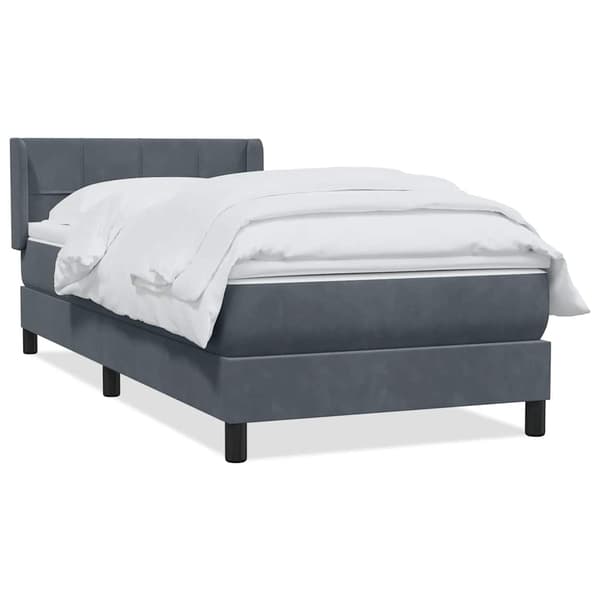 vidaXL Ramsäng med madrass mörkgrå 80x220 cm sammet Grå