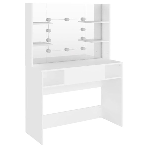 vidaXL Sminkbord med LED-belysning 100x40x135 cm MDF vit Vit