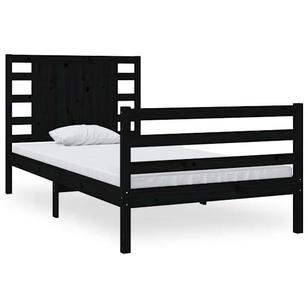 vidaXL Sängram svart massiv furu 90x200 cm Svart
