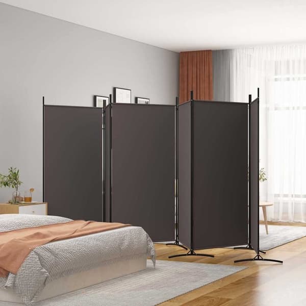 vidaXL Rumsavdelare 6 paneler brun 520x180 cm tyg Brun