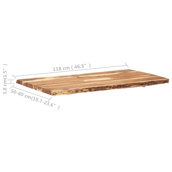 vidaXL Bordsskiva massivt akaciaträ 118x(50-60)x3,8 cm Brun