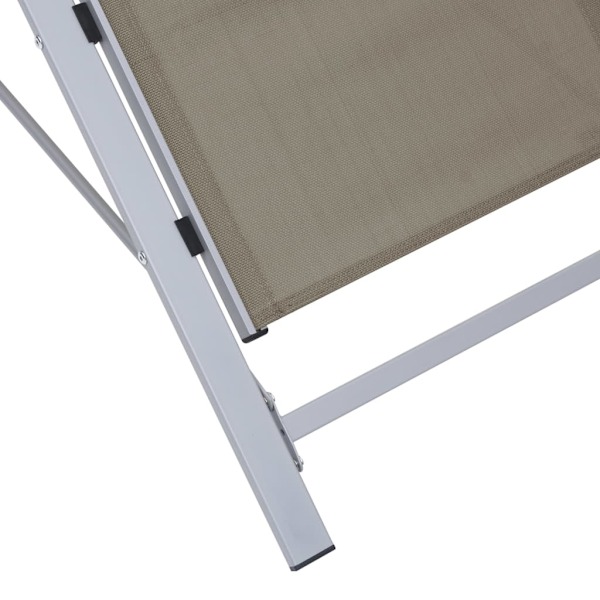 vidaXL Solsängar 2 st med bord aluminium taupe Svart