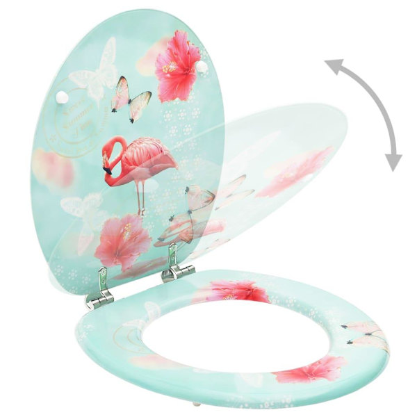 vidaXL Toalettsitsar med lock 2 st MDF flamingo multifärg