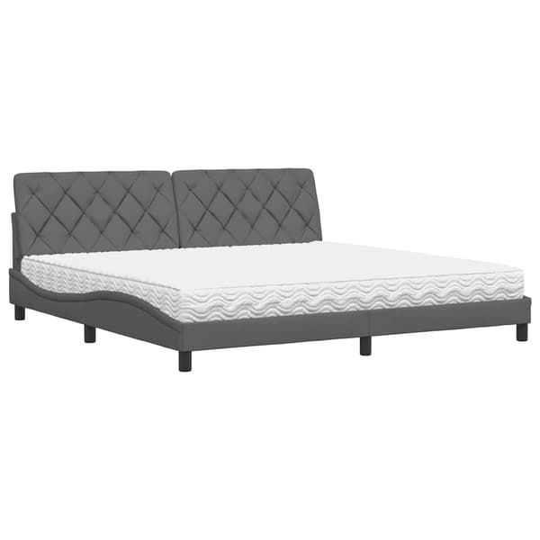 vidaXL Säng med madrass mörkgrå 200x200 cm tyg Grå