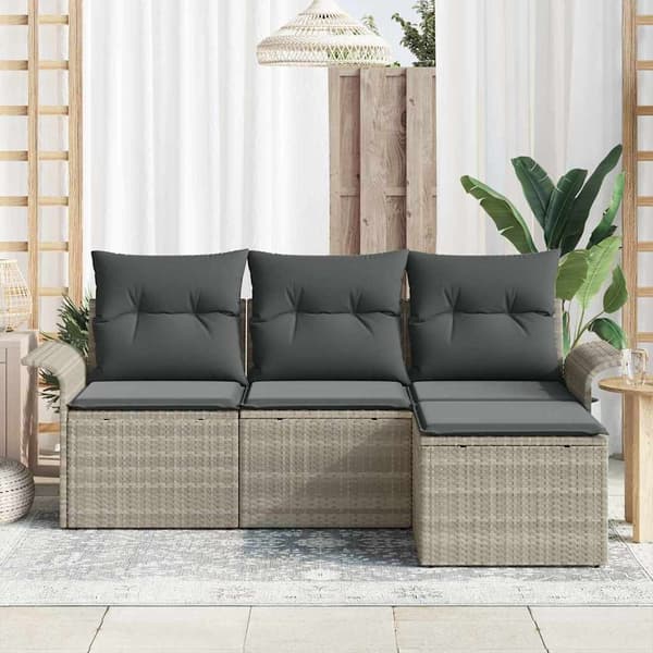 vidaXL Soffset med kudde 4 pcs Grå konstrotting Grå