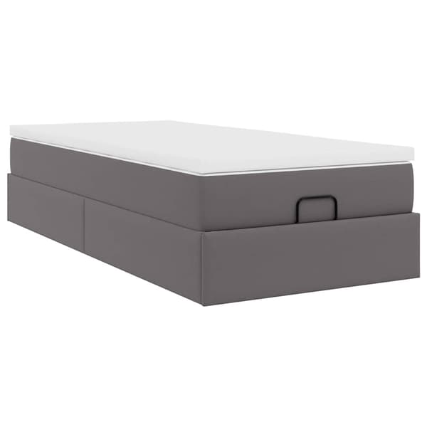 vidaXL Ottoman sängram med madrass grå 80x200 cm konstläder Grå
