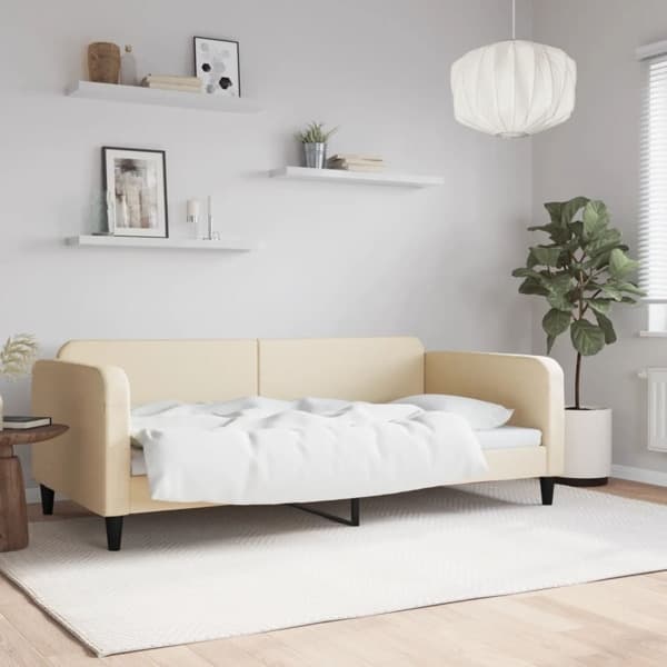 vidaXL Dagbädd gräddvit 100x200 cm tyg Kräm