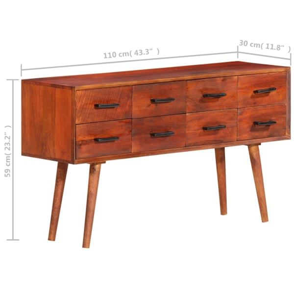vidaXL Skänk 110x30x59 cm massivt mangoträ Brun
