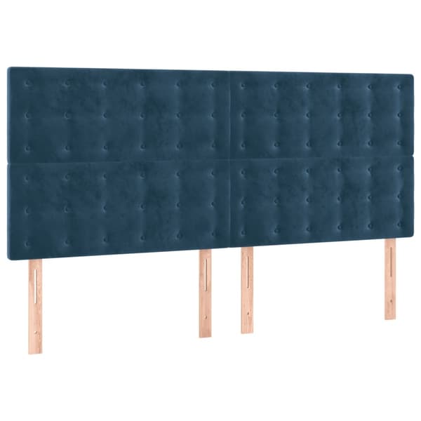 vidaXL Sänggavel LED mörkblå 200x5x118/128 cm sammet Blå