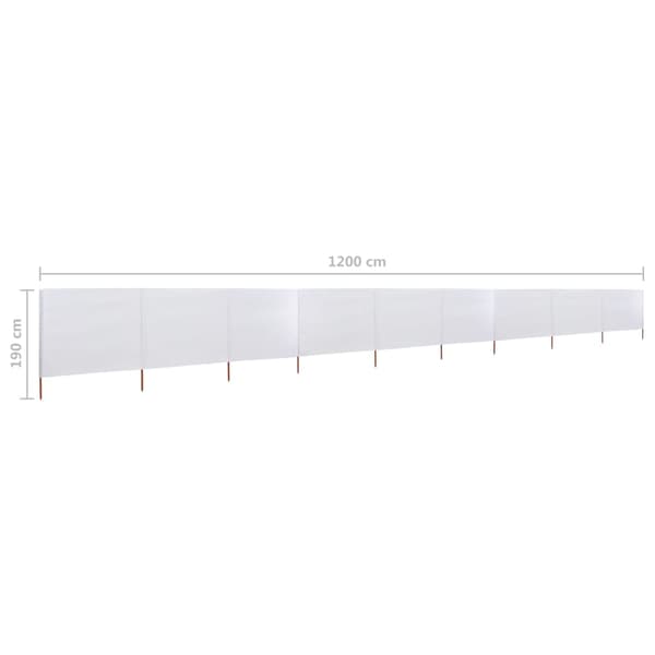 vidaXL Vindskydd 9 paneler tyg 1200x160 cm sandvit Vit
