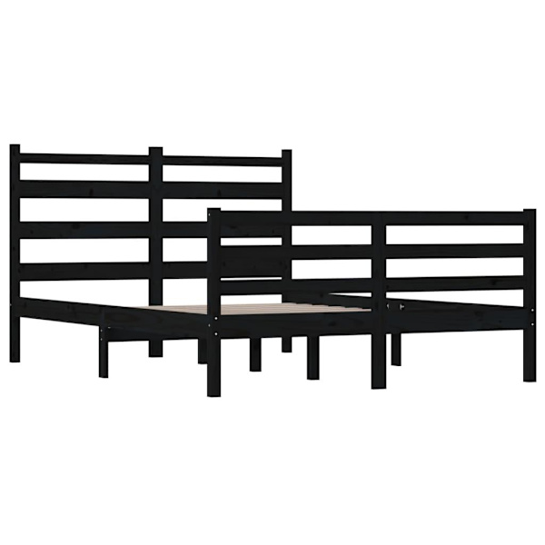 vidaXL Sängram massiv furu 160x200 cm svart Svart