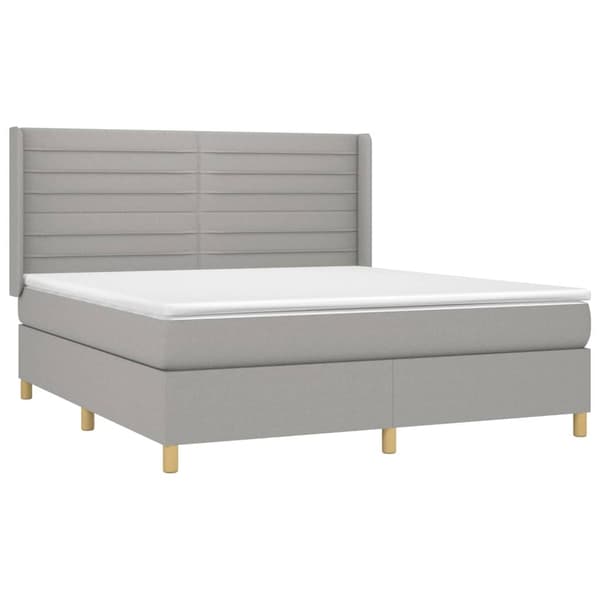 vidaXL Ramsäng med madrass ljusgrå 160x200 cm tyg Grå