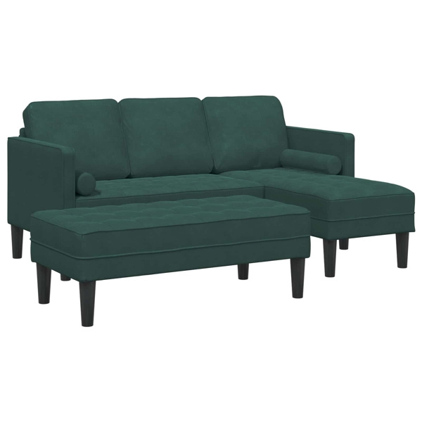 vidaXL Soffset med kudde 2 pcs Mörkgrön Polyester Grön