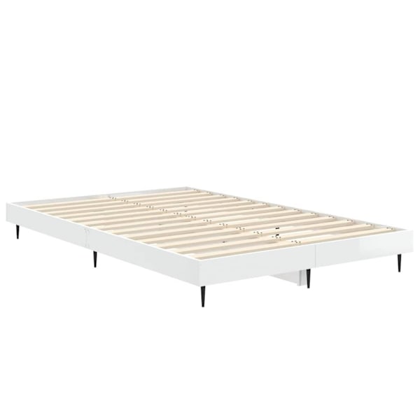 vidaXL Sängram vit högglans 120x190 cm konstruerat trä Vit