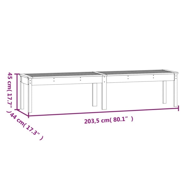 vidaXL Trädgårdsbänk 2-sits 203,5x44x45 cm massivt douglasträ Brun