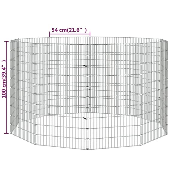 vidaXL Husdjursbur 10-panel 54x100 cm galvaniserat järn Silver