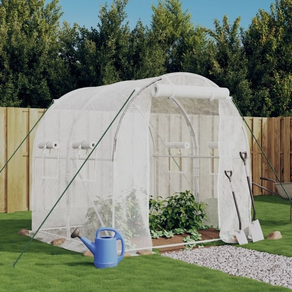 vidaXL Växthus med stålram vit 4 m² 2x2x2 m Vit