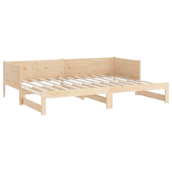 vidaXL Utdragbar dagbädd massiv furu 2x(80x200) cm Brun