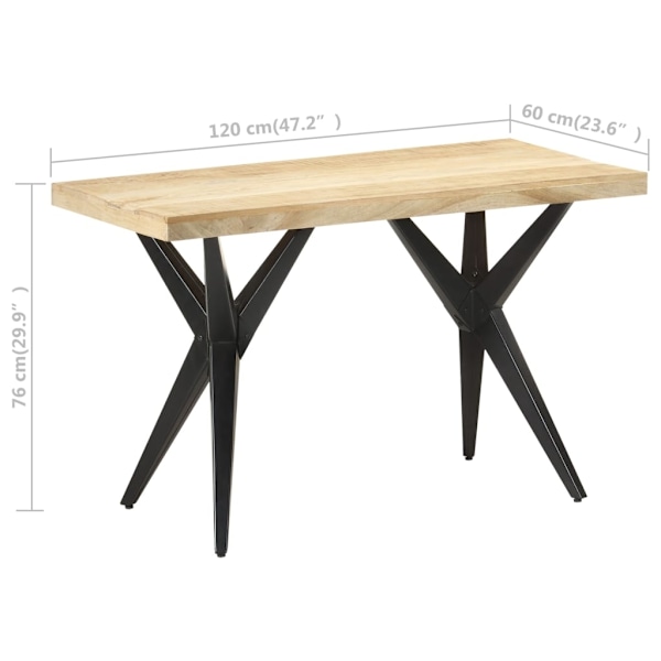 vidaXL Matbord 120x60x76 cm massivt mangoträ Brun