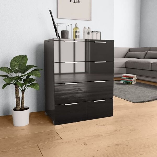 vidaXL Skänk svart högglans 60x35x80 cm konstruerat trä Svart