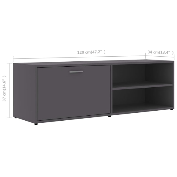 vidaXL Tv-bänk grå 120x34x37 cm konstruerat trä grå