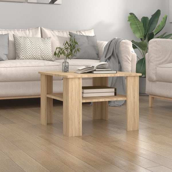vidaXL Soffbord sonoma-ek 60x60x42 cm konstruerat trä Brun