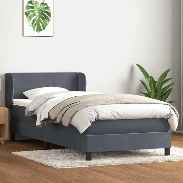 vidaXL Ramsäng med madrass mörkgrå 80x210 cm sammet Grå