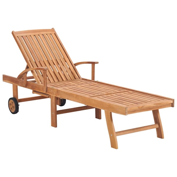 vidaXL Solsäng 2 st med bord och dyna massiv teak Creme