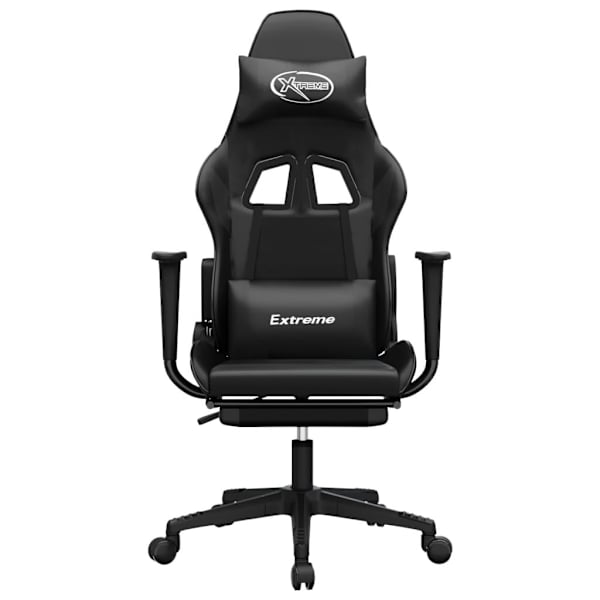 vidaXL Gamingstol med fotstöd svart konstläder Svart